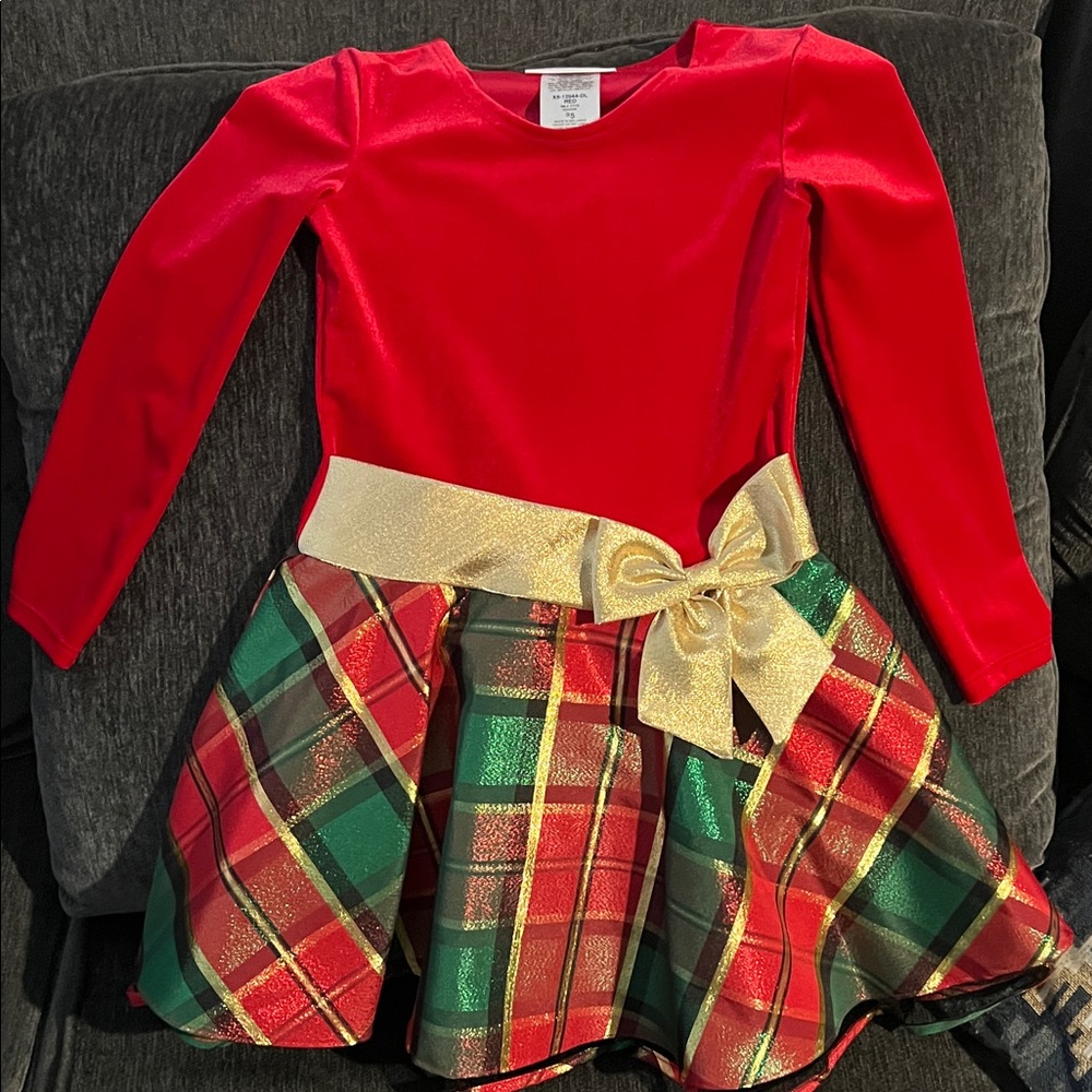 Bonnie Jean Red and Green Plaid Formal Dress